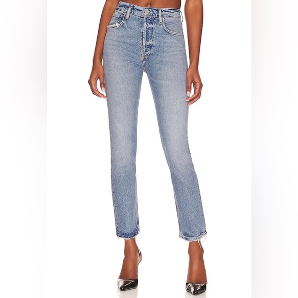 Agolde Riley Long Straight Jeans in Cove Size 28 B2768 - Picture 2 of 9